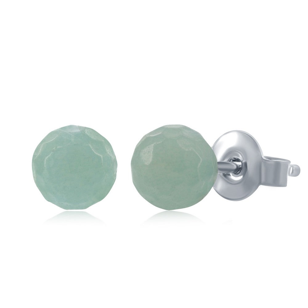 Sterling Silver Round Faceted Amazonite 6MM Stud Earrings