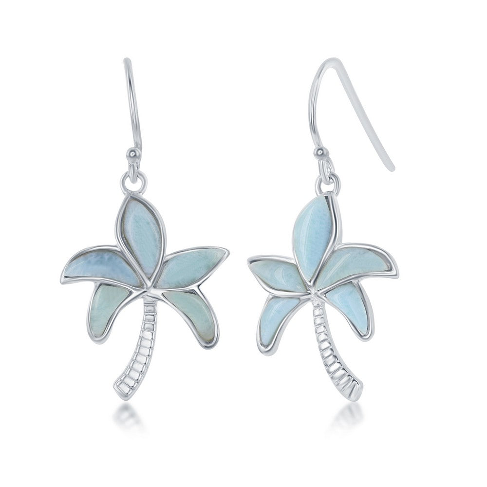 Sterling Silver Larimar Palm Tree Earrings