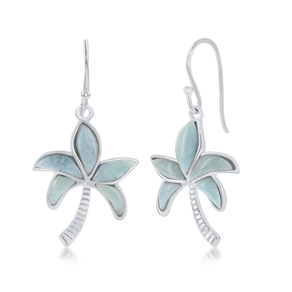 Sterling Silver Larimar Palm Tree Earrings