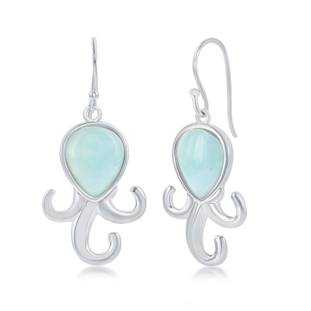 Sterling Silver Larimar Octopus Earrings