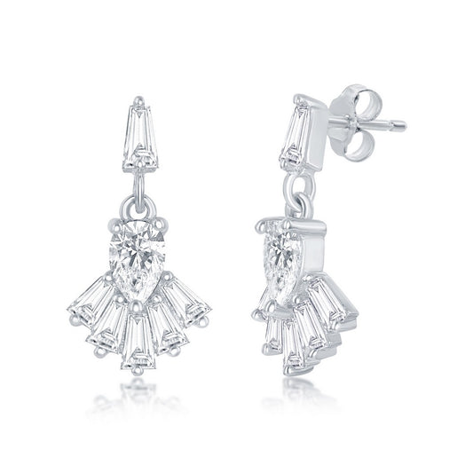 Sterling Silver Baguette CZ Stud Earrings