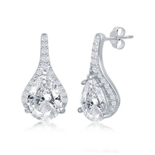 Sterling Silver Pearshaped CZ Stud Earrings