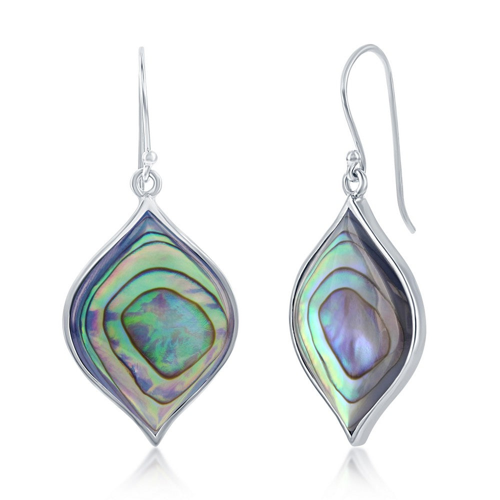 Sterling Silver Abalone Marquise Shaped Earrings