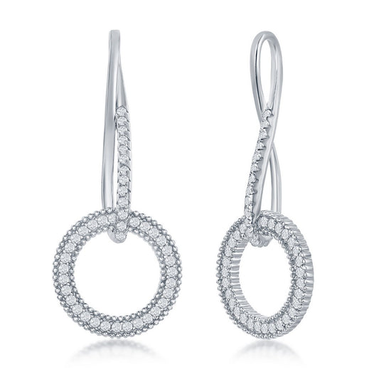 Sterling Silver Infinity Design Round CZ Earrings