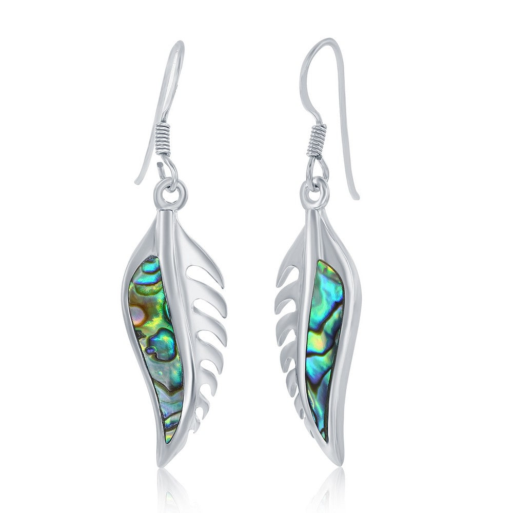 Sterling Silver Abalone Leaf Earrings
