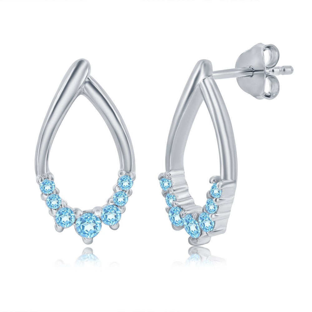 Sterling Silver Pearshaped Earrings - Swiss Blue Topaz