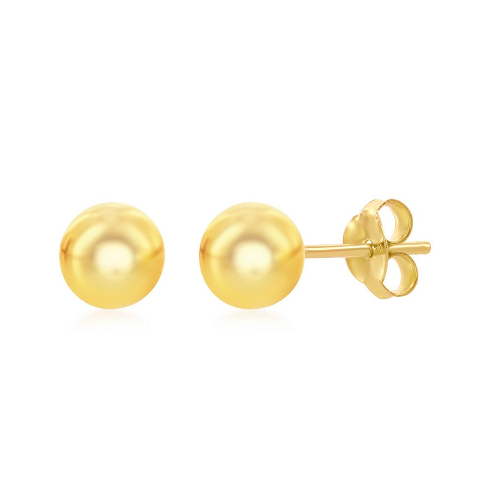 Sterling Silver 6mm Bead Earrings - Gold Plated