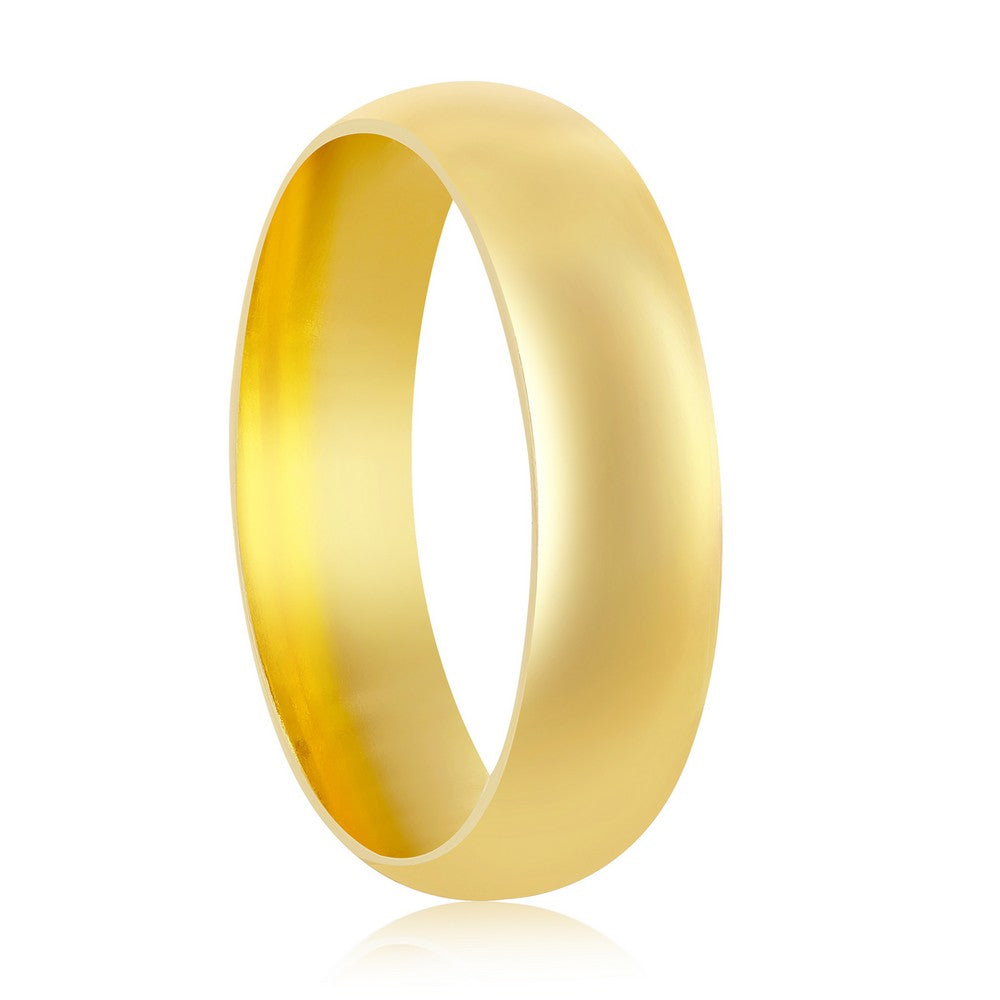 Sterling Silver 6mm Band Ring- Gold Plated