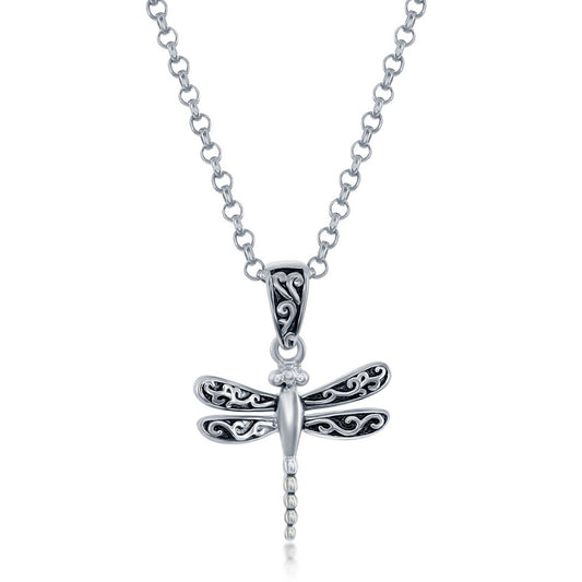 Sterling Silver Oxidized Small Dragonfly Pendant
