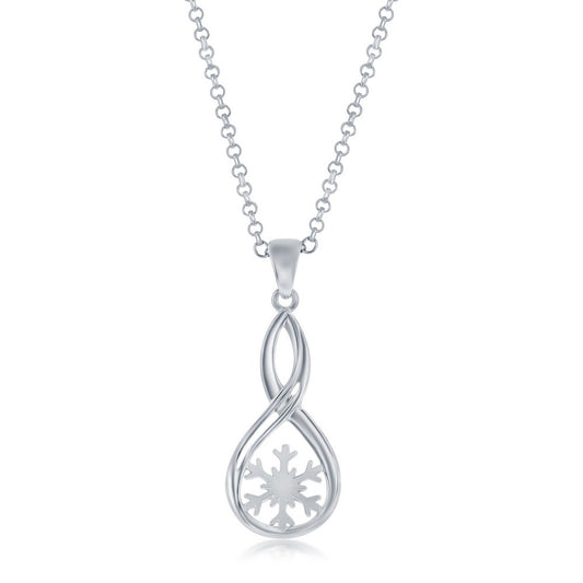 Sterling Silver Snowflake Pearshaped Pendant