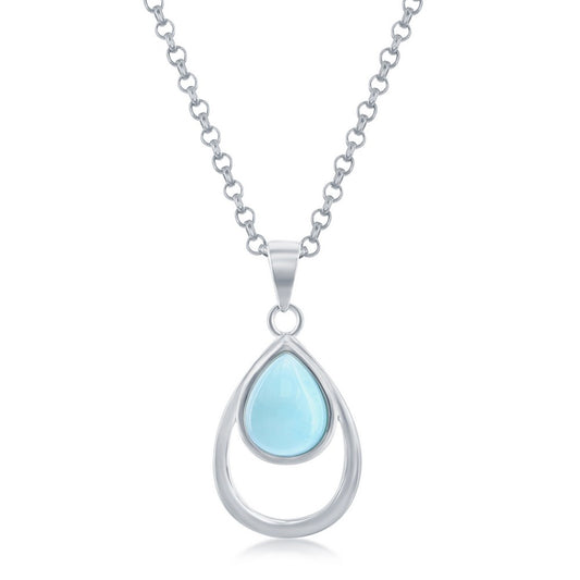 Sterling Silver Larimar Double Pearshaped Pendant