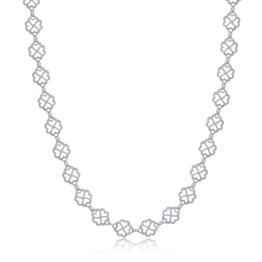 Sterling Silver Diamond-Cut Flowers With Heart Cut-Outs Bracelet