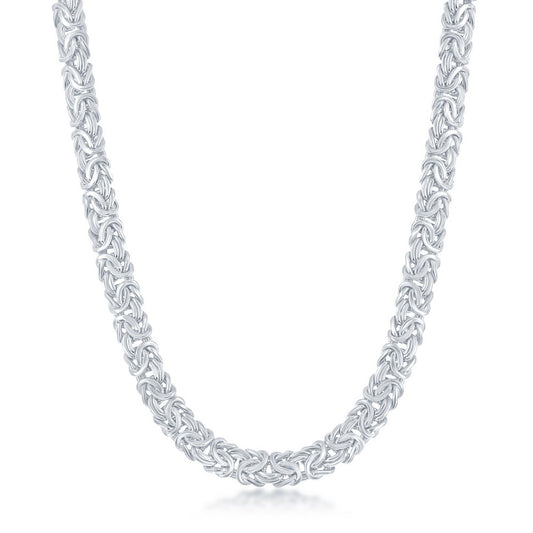Sterling Silver Classic Byzantine Necklace - Rhodium Plated