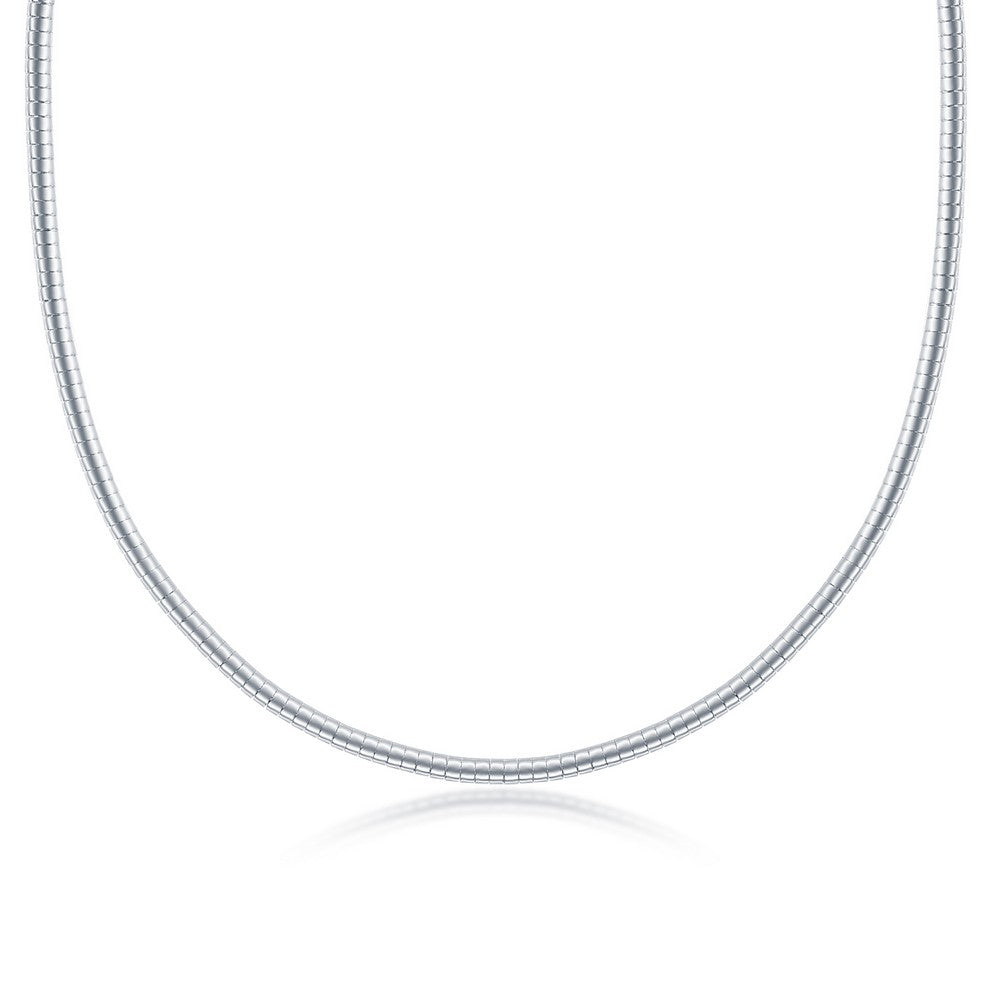 Sterling Silver 3.0 Half-Round Omega Necklace - Silver Plated