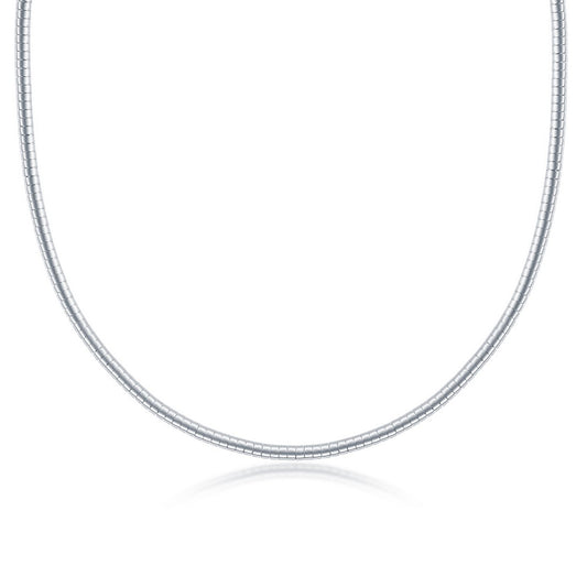 Sterling Silver 3.0 Half-Round Omega Necklace - Silver Plated