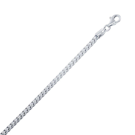 Sterling Silver 2.5mm Franco Chain - Rhodium Plated