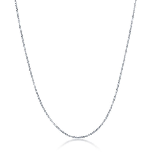 Sterling Silver 0.85mm Box Chain - Rhodium Plated