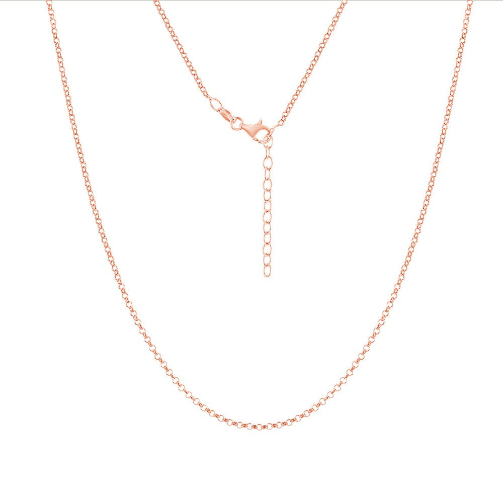 Sterling Silver 1.5mm Rolo Chain - Rose Gold Plated