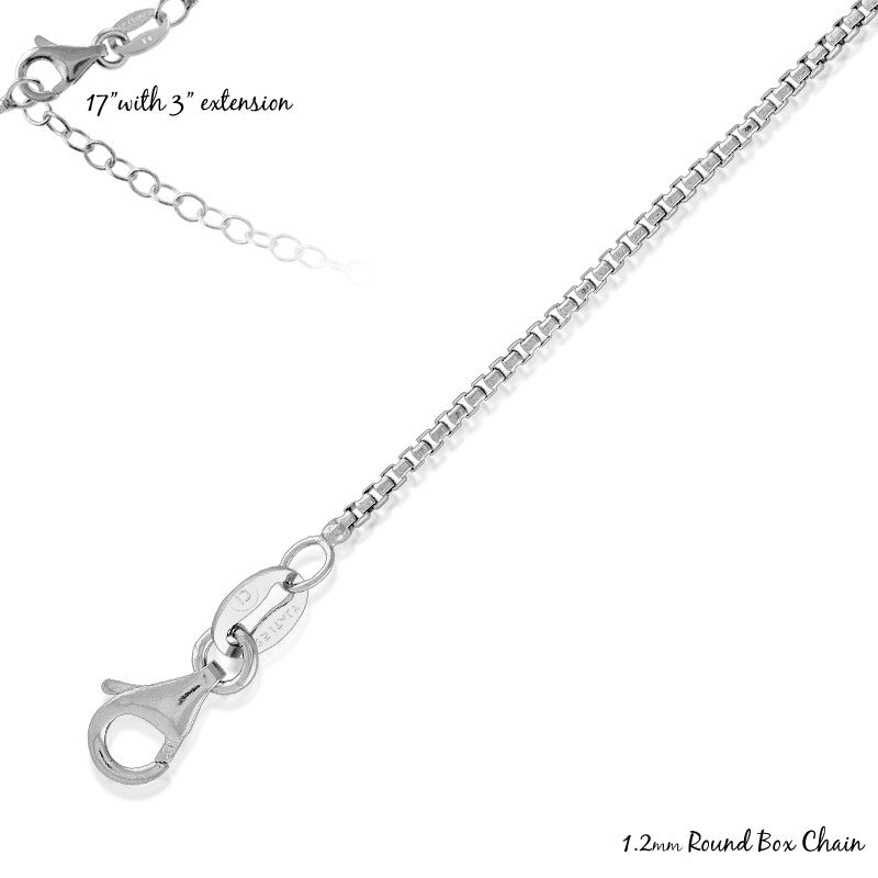 Sterling Silver 1.2mm Round Box Chain - Rhodium Plated