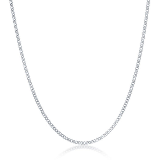 Sterling Silver Curb 050 Chain - Rhodium Plated