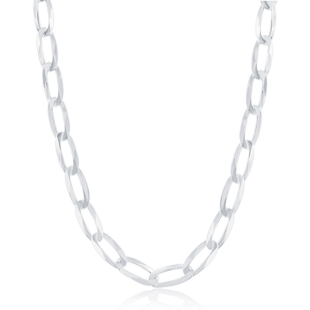 Sterling Silver 7.1mm Flat Cheval Chain - Rhodium Plated