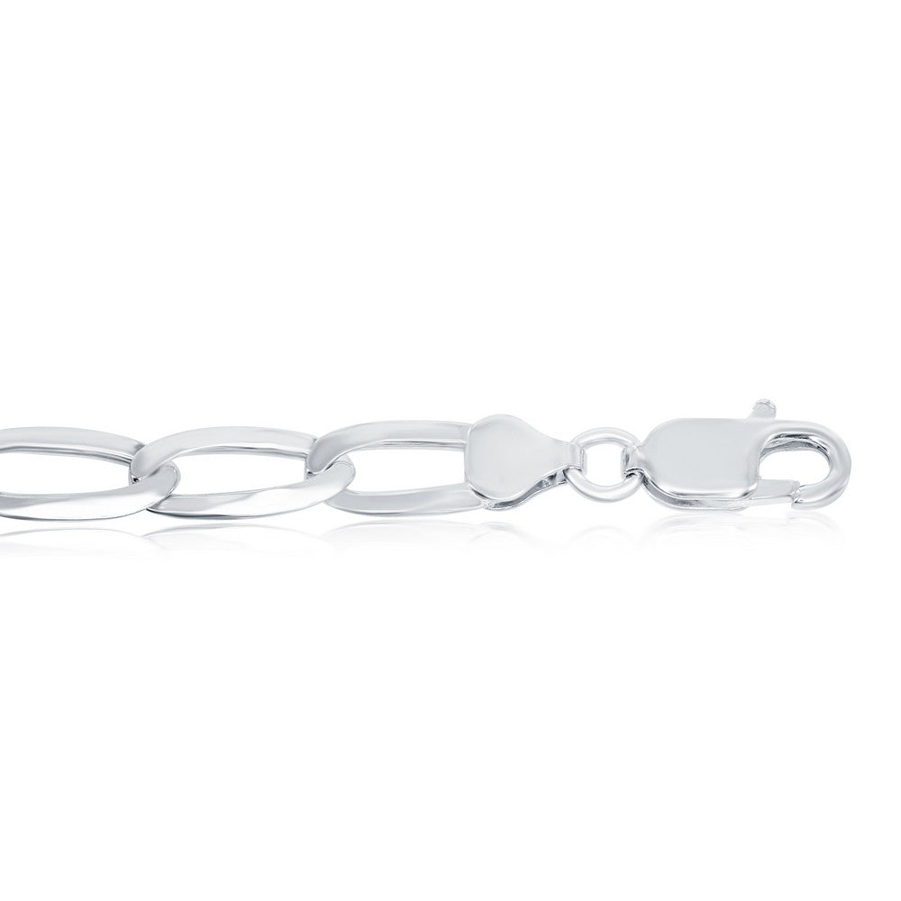 Sterling Silver 7.1mm Flat Cheval Chain - Rhodium Plated