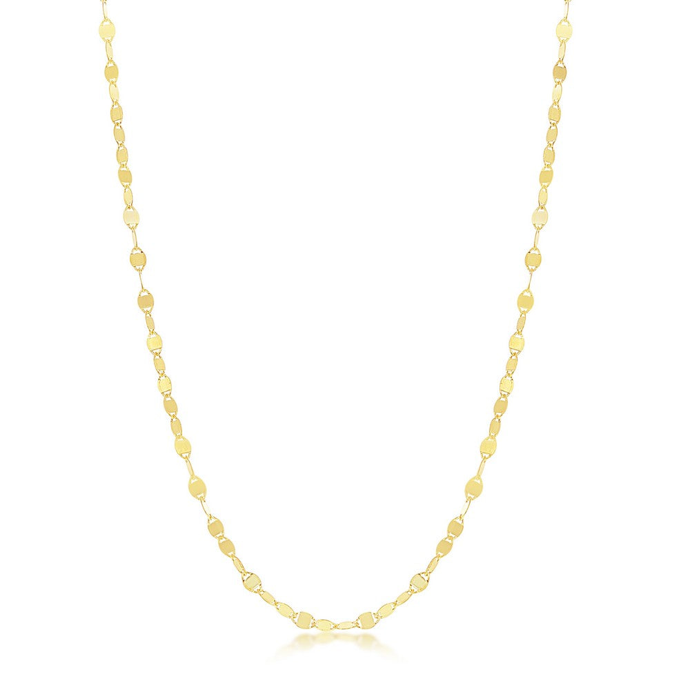 Sterling Silver Flat Mirror Oval Chain - Gold Plated