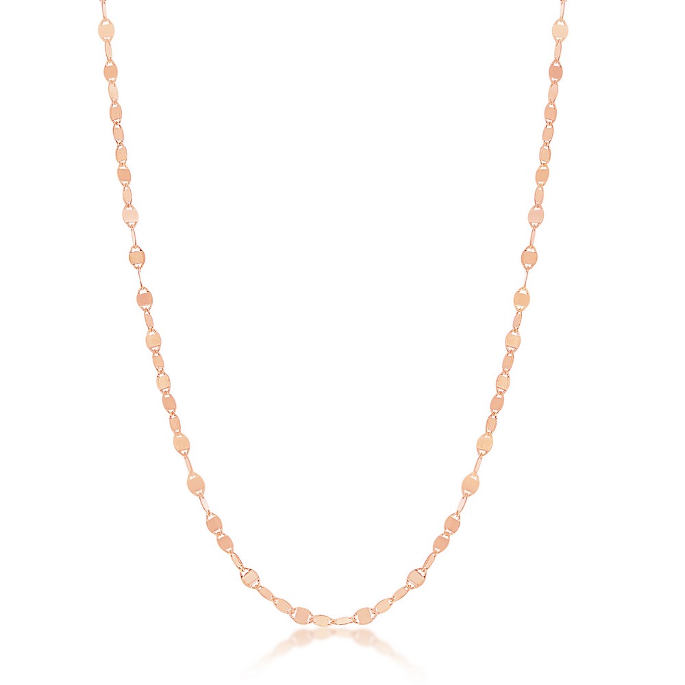 Sterling Silver Flat Mirror Oval Chain - Rose Gold Plated