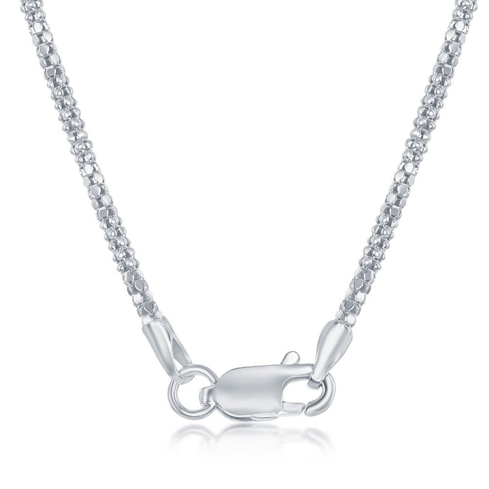 Sterling Silver Alternating Coreana and Popcorn Chain - Rhodium Plated