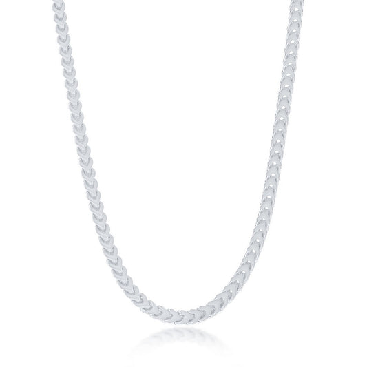 Sterling Silver 3mm Franco Chain (100 Gauge) - Rhodium Plated