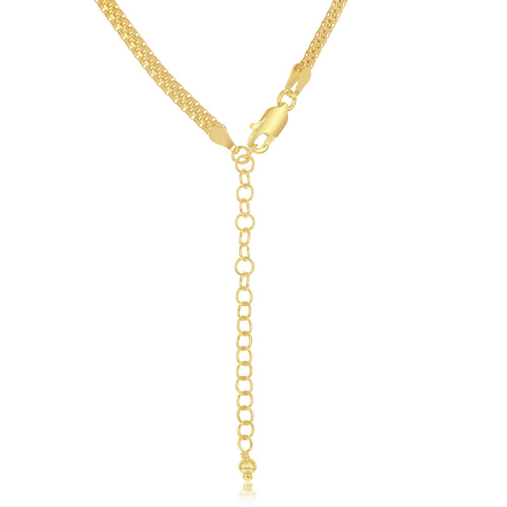 Sterling Silver 3mm Flat Mesh Chain - Gold Plated