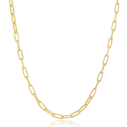 Sterling Silver 2.8mm Paper Clip Linked Chain - Gold Plated