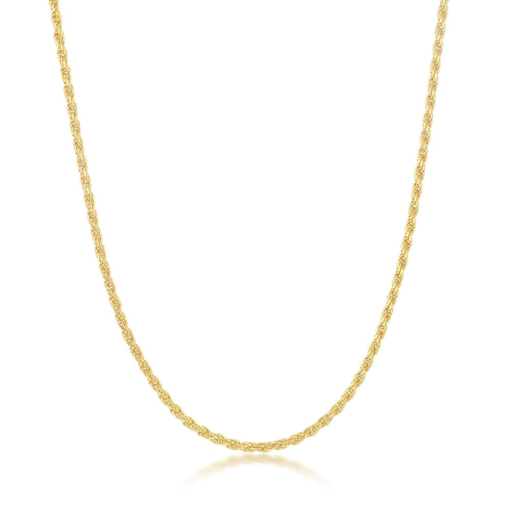 Sterling Silver 1.5mm Rope Chain - Gold Plated