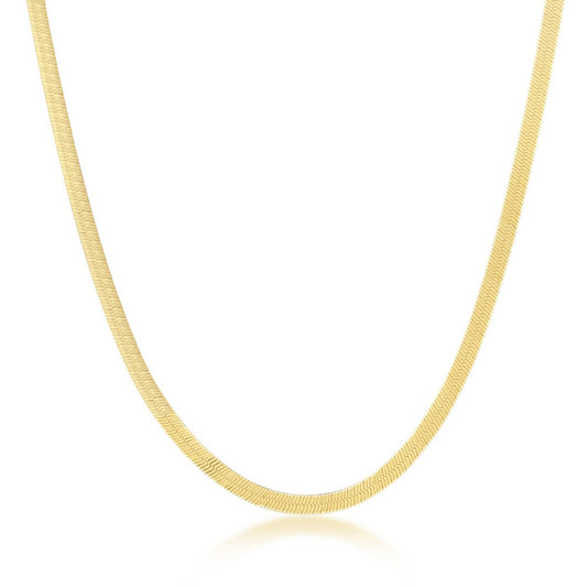 Sterling Silver 3mm Herringbone Chain - Gold Plated