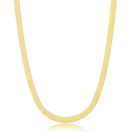 Sterling Silver 5mm Herringbone Chain - Gold Plated