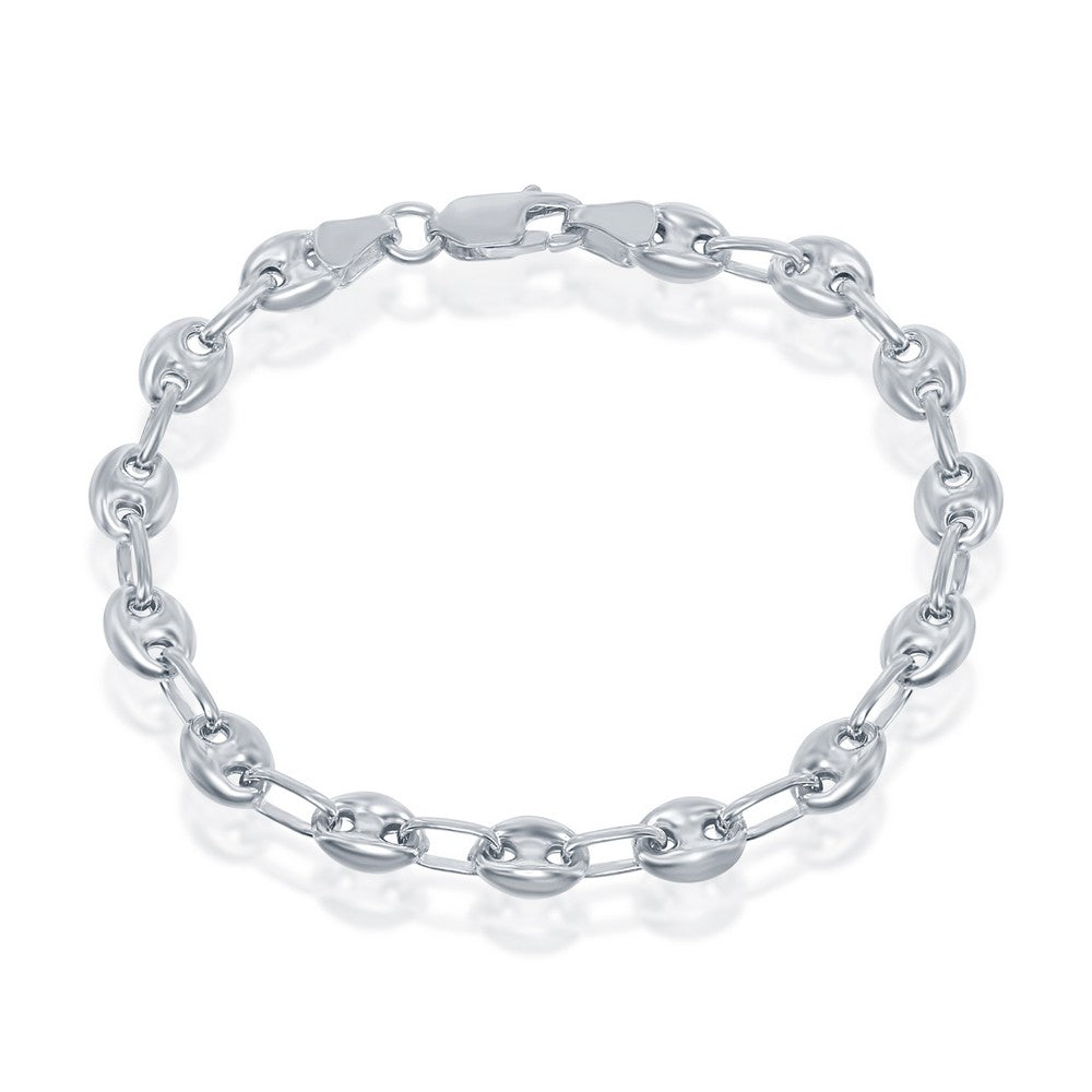 Sterling Silver 6mm Puffed Marina Chain - Rhodium Plated