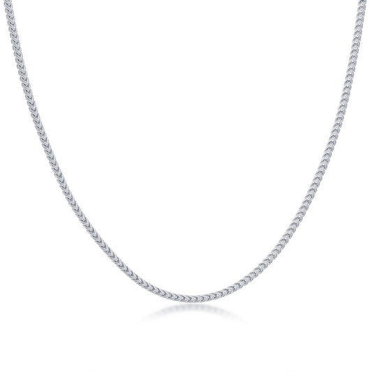 Sterling Silver 1mm Franco Adjustable Chain - Rhodium Plated