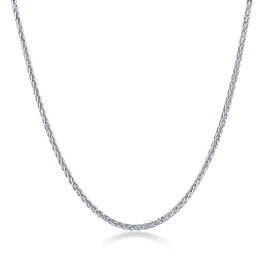 Sterling Silver 1mm Spiga Adjustable Chain - Rhodium Plated
