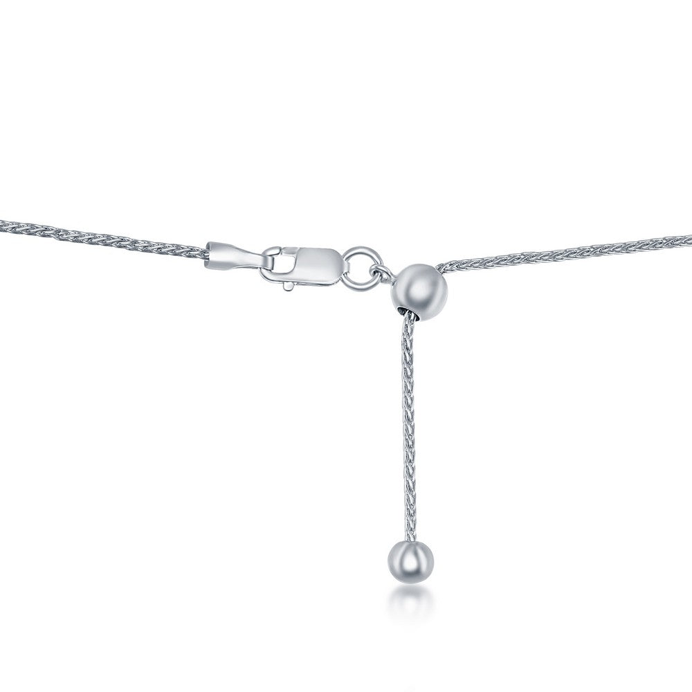 Sterling Silver 1mm Spiga Adjustable Chain - Rhodium Plated