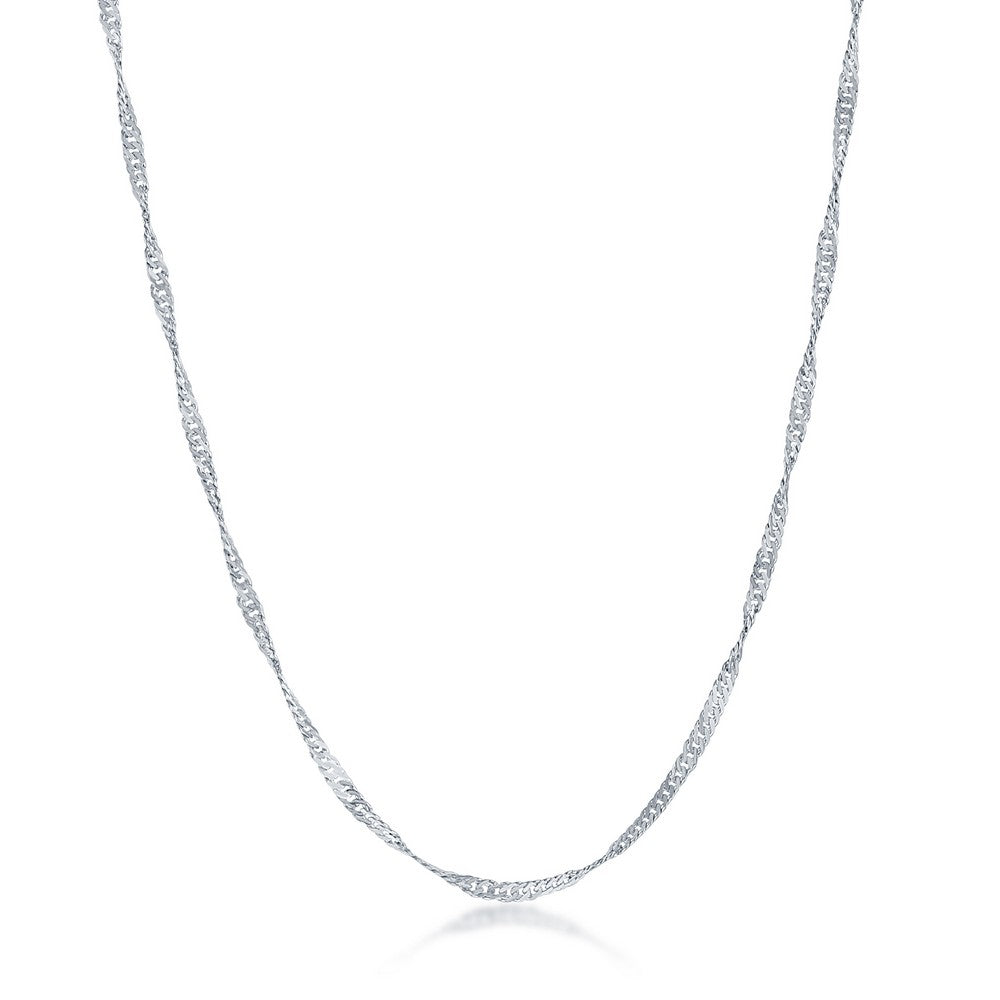 Sterling Silver 2mm Singapore Adjustable Chain - Rhodium Plated