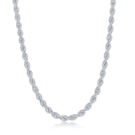 Sterling Silver 4.5mm Loose Rope Chain - Rhodium Plated