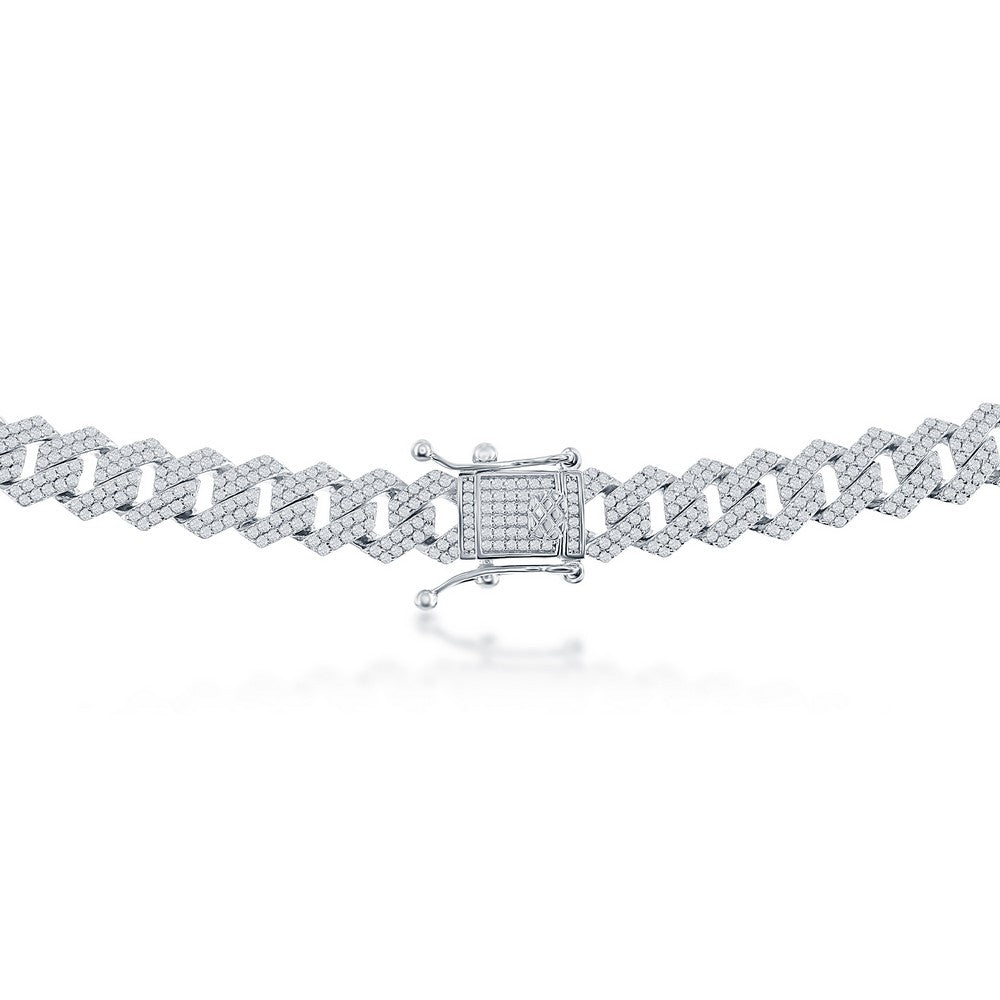 Sterling Silver 8mm Micro Pave Monaco Bracelet