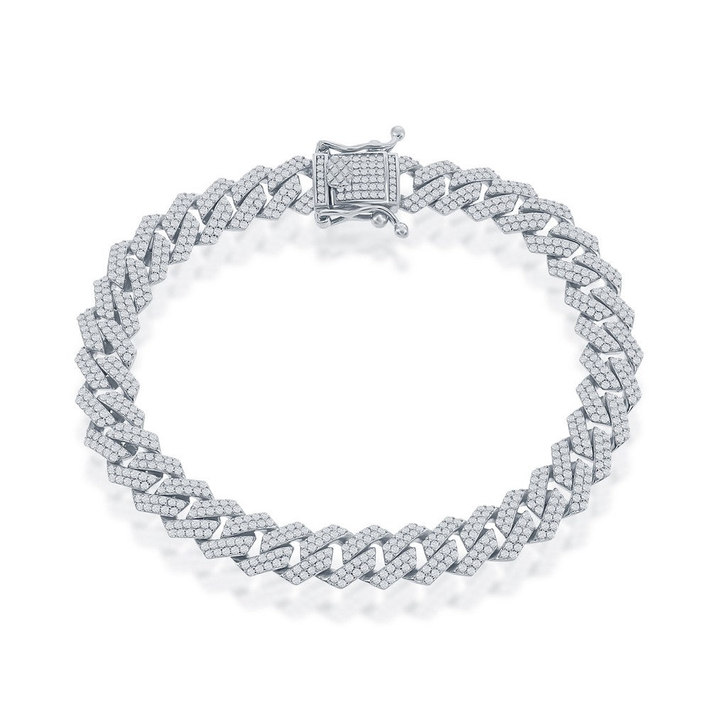 Sterling Silver 8mm Micro Pave Monaco Bracelet