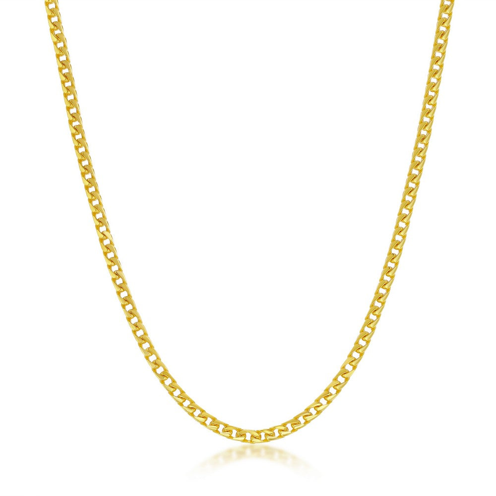 Sterling Silver 2.3mm Franco Chain - Gold Plated