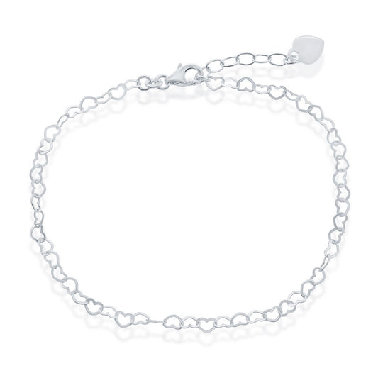 Sterling Silver Anklet With Hanging Heart