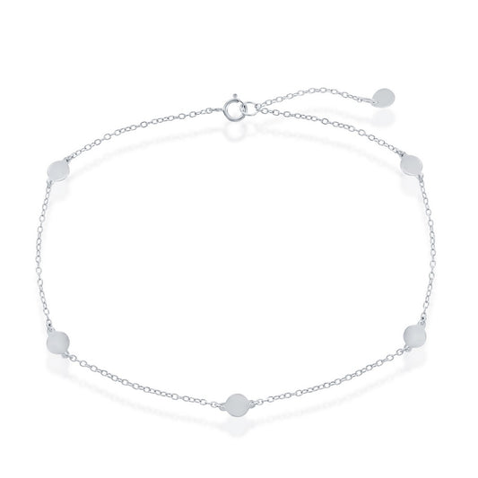 Sterling Silver Shiny Flat Circle Anklet