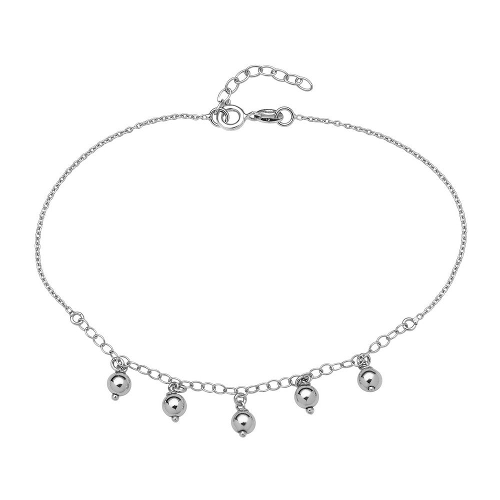 Sterling Silver Dangling Beads Anklet