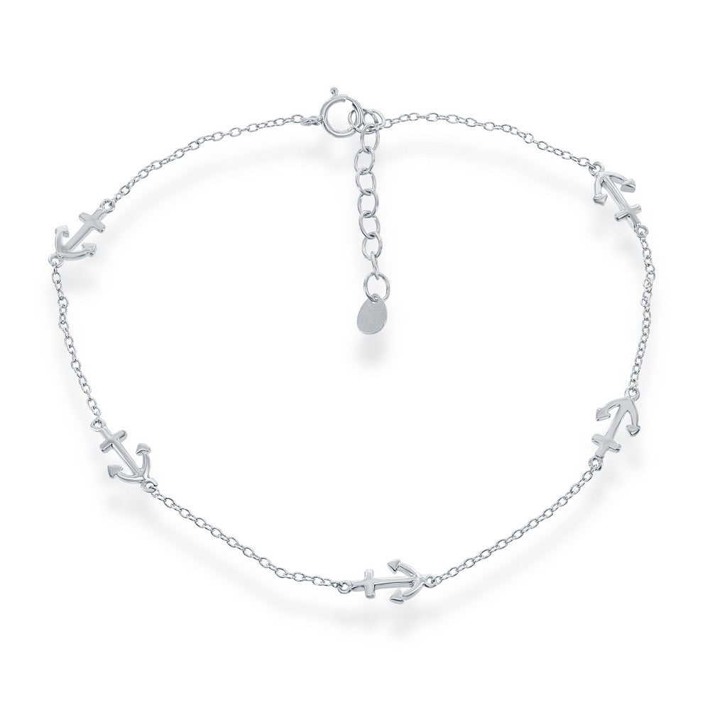 Sterling Silver Anchor by the Yard Anklet
