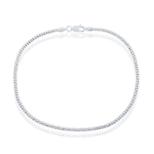 Sterling Silver 2.5mm Popcorn Anklet - Silver Plated