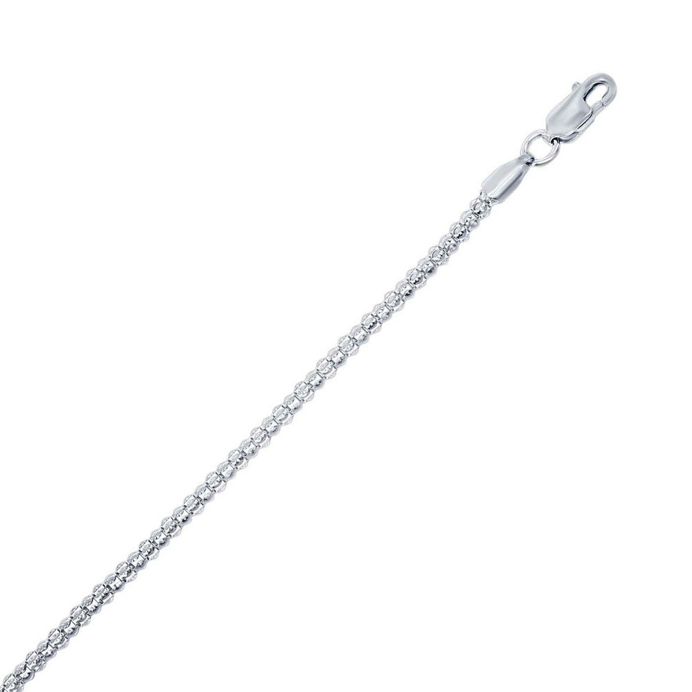 Sterling Silver 2.4mm Rhodium Plated Popcorn Chain